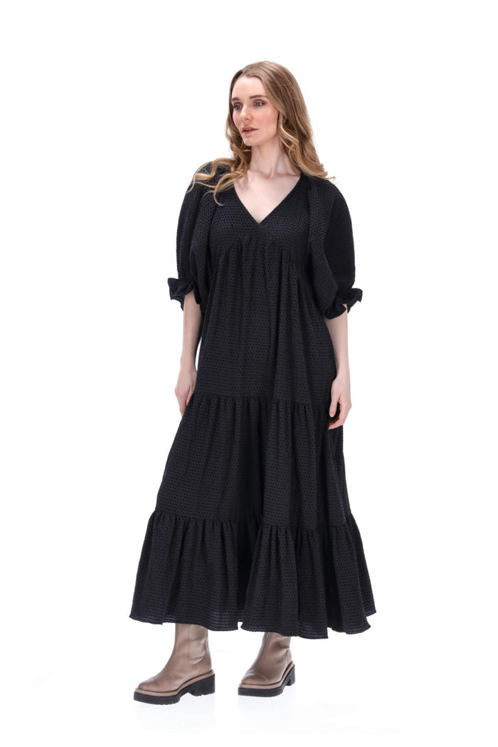 Heidi Maxi Dress Black Velvet Stripe