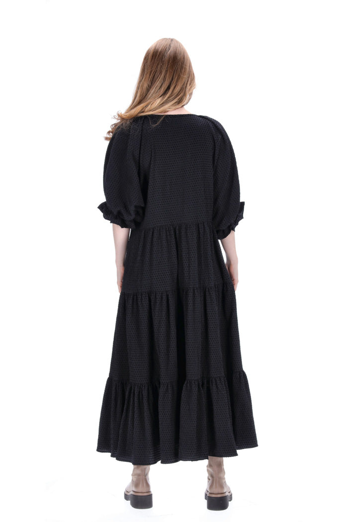 Heidi Maxi Dress Black Velvet Stripe