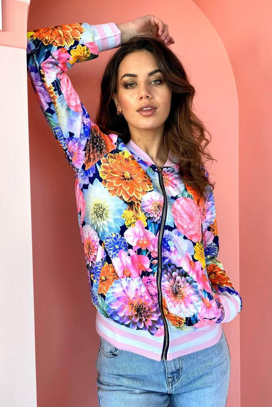 Women's floral print bomber on sale jackets