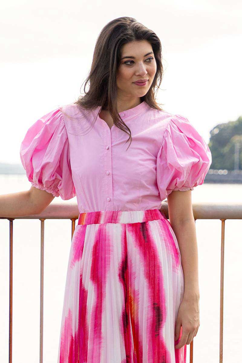 pink floral blouse shirt