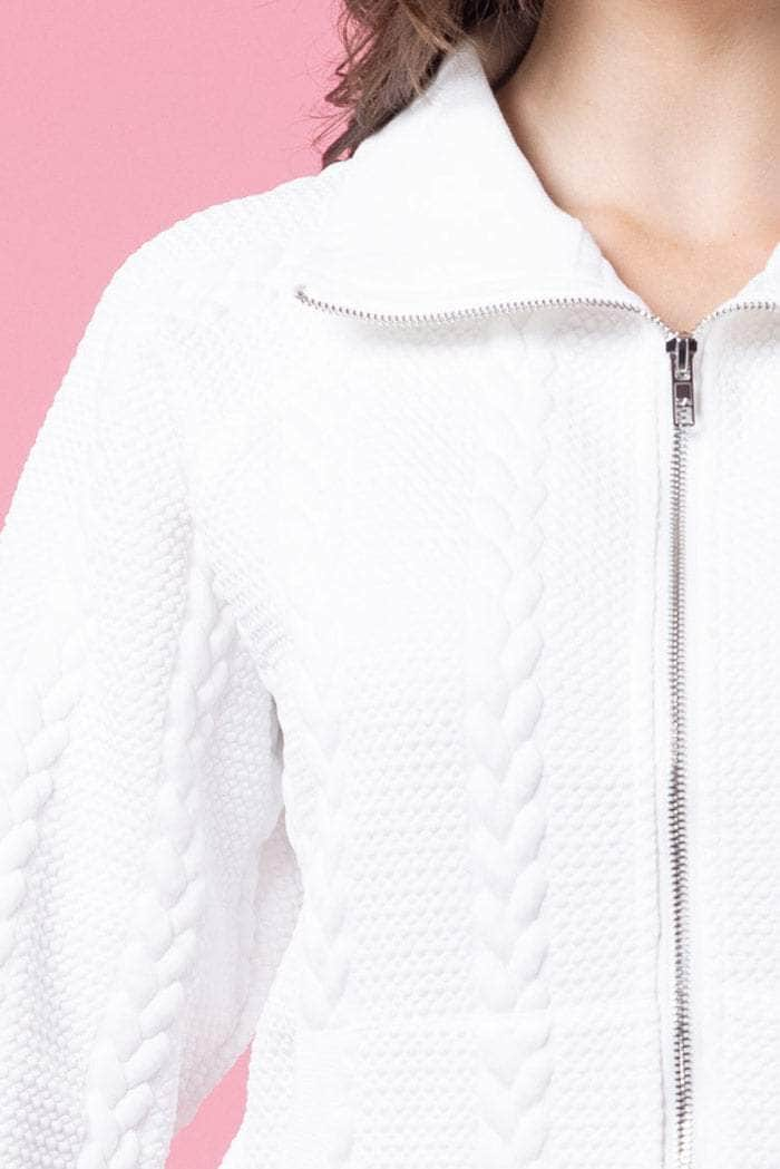 Jacky Zip-Up Sweater White