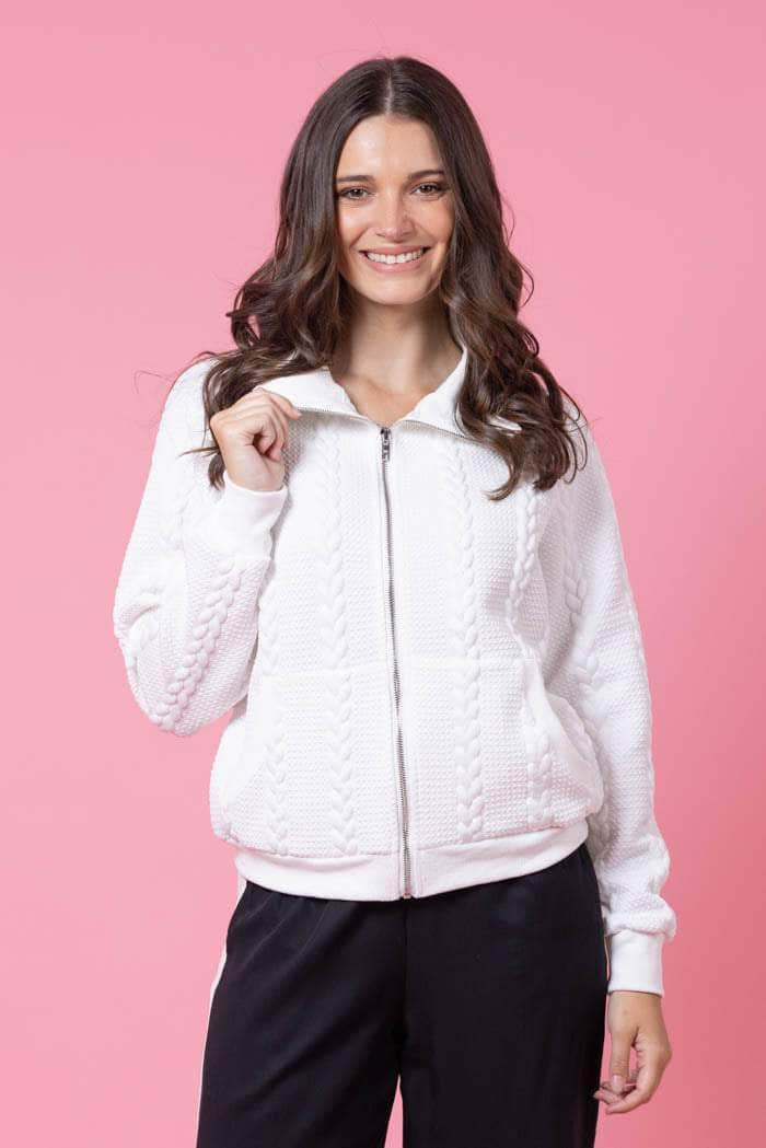 white sweatshirt jacket plus size