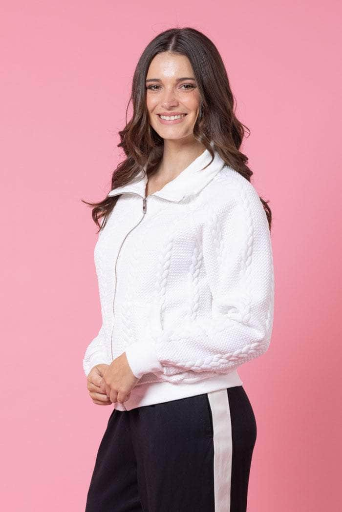 Jacky Zip-Up Sweater White