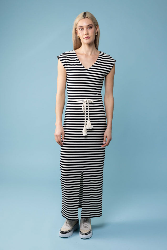 striped bias-cut maxi dress