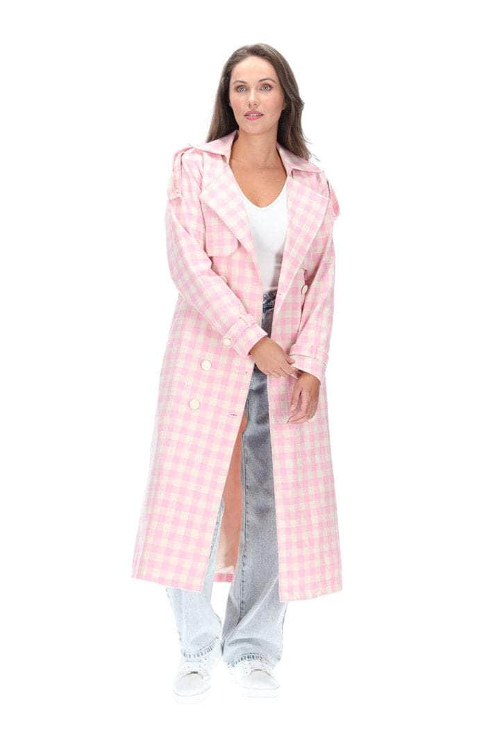 Jazzy Trench Coat Pink Check