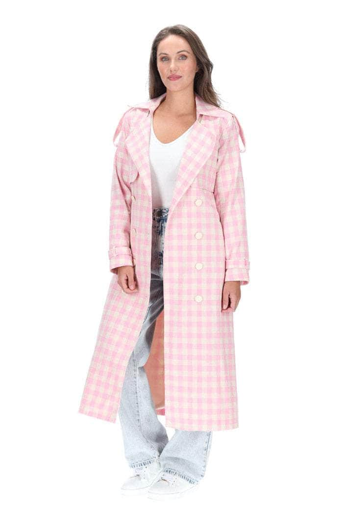 Jazzy Trench Coat Pink Check