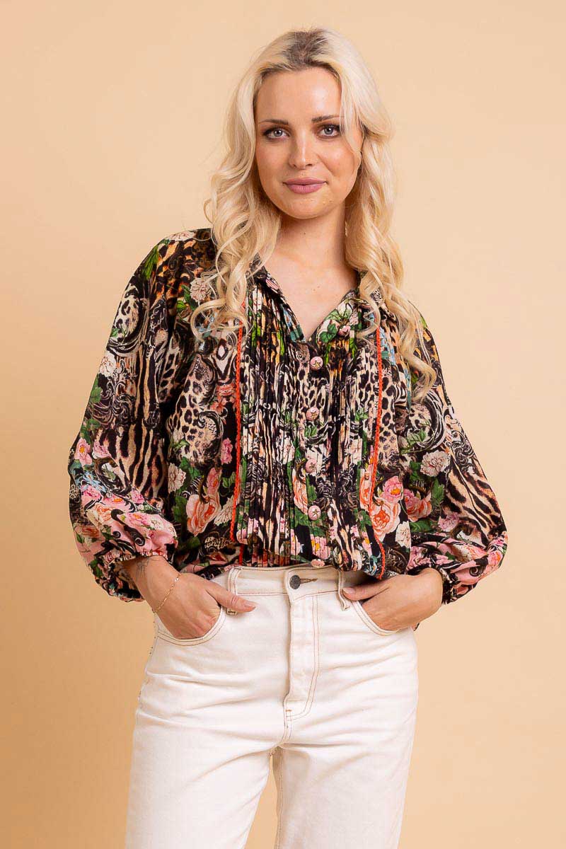 blush pink embroidered flower shirt blouse