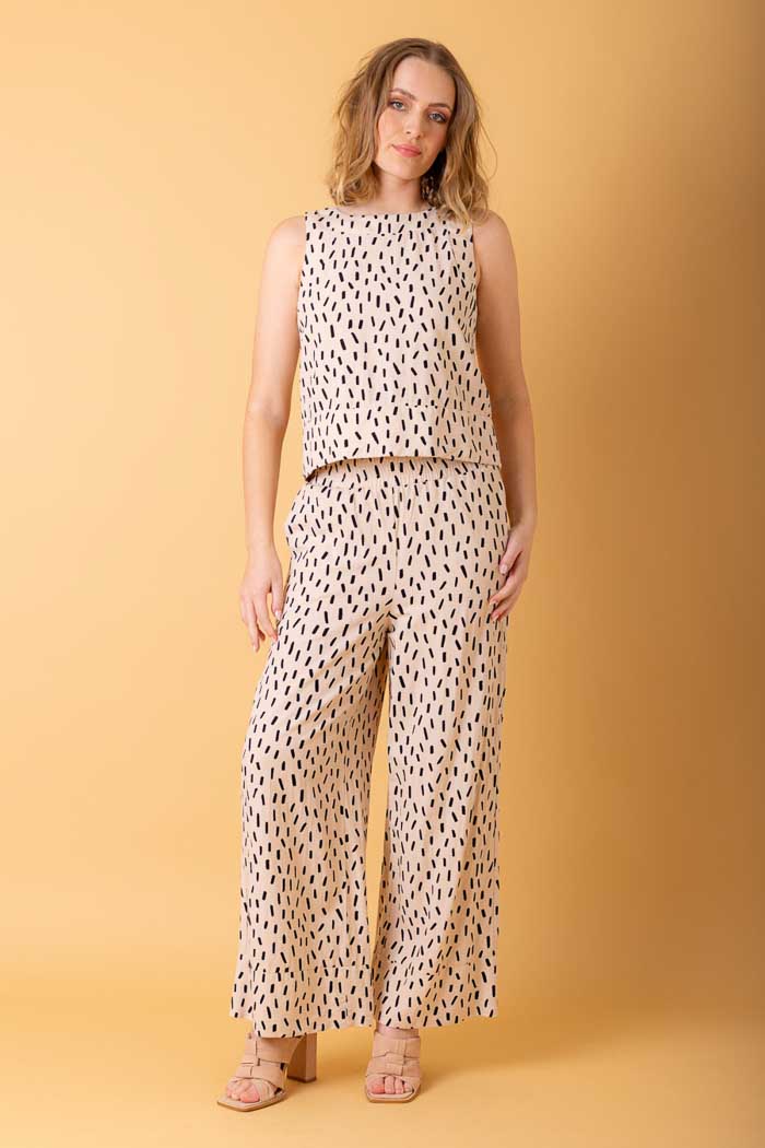 beige speckled pants trousers