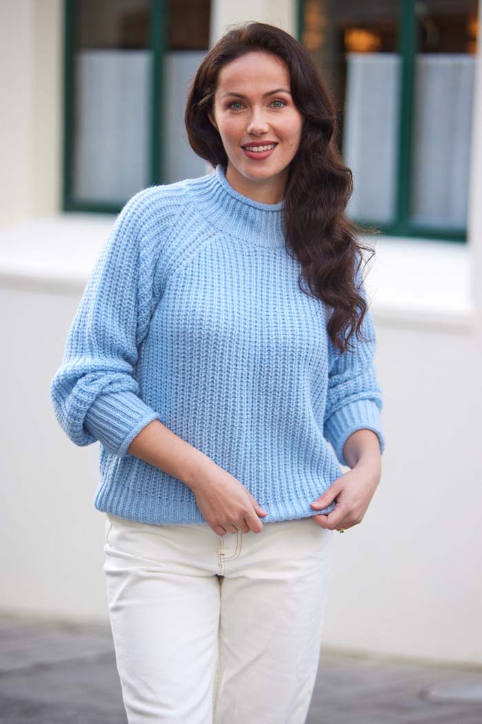 blue knitted sweater