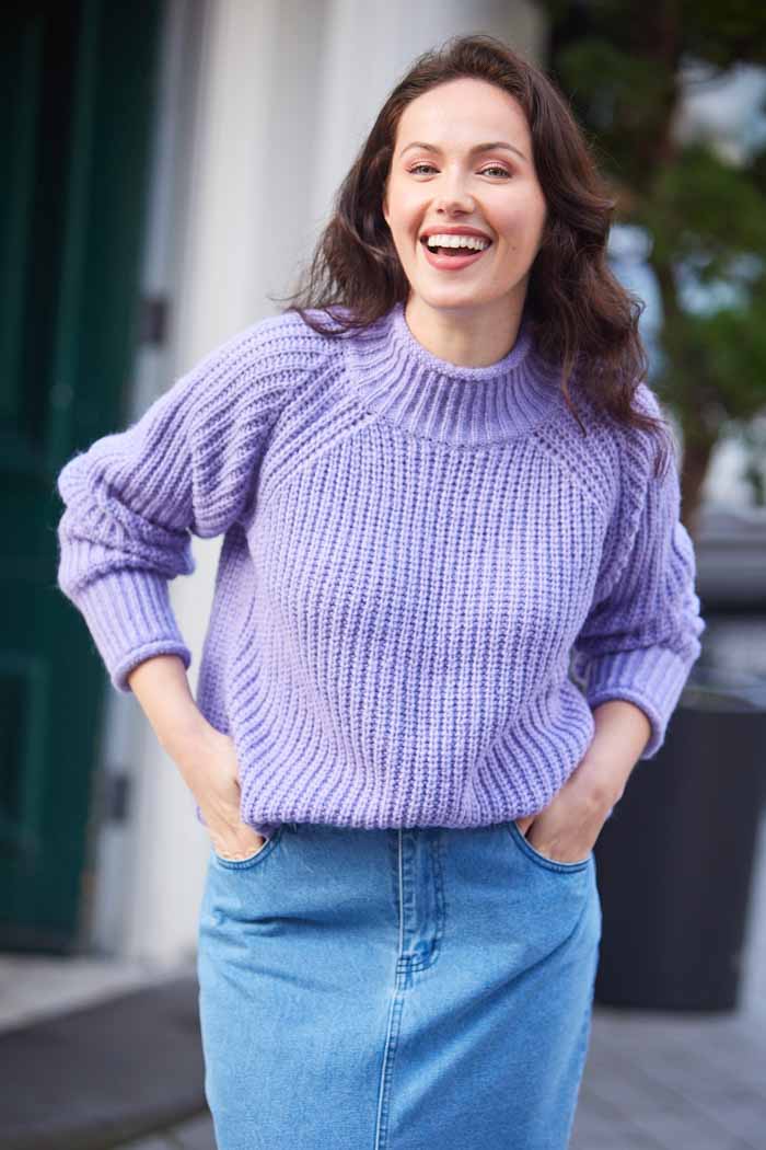 purple knitted sweater