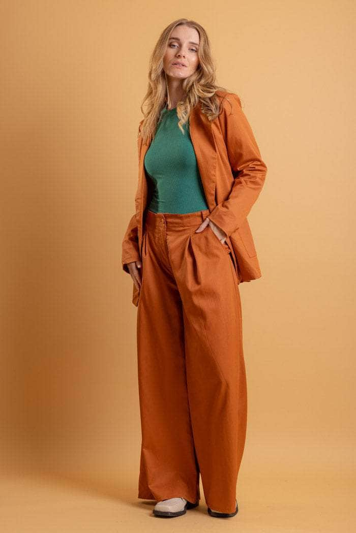 rust suit pants