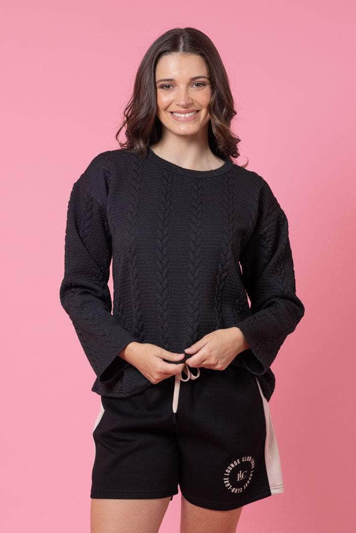 black bell sleeve top plus size