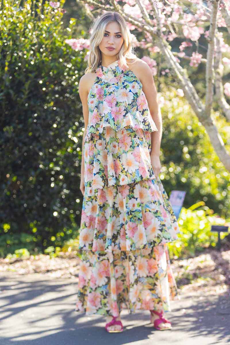 pink floral maxi dress