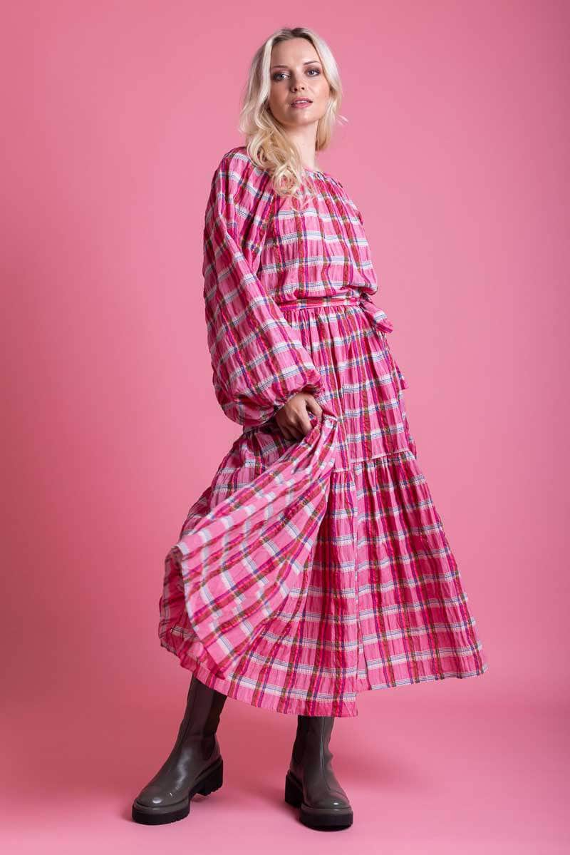 Leia Maxi Dress Rose Check