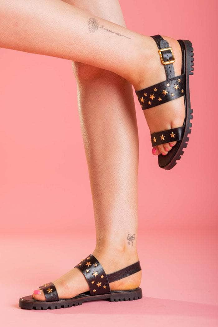 black sandal star studded 