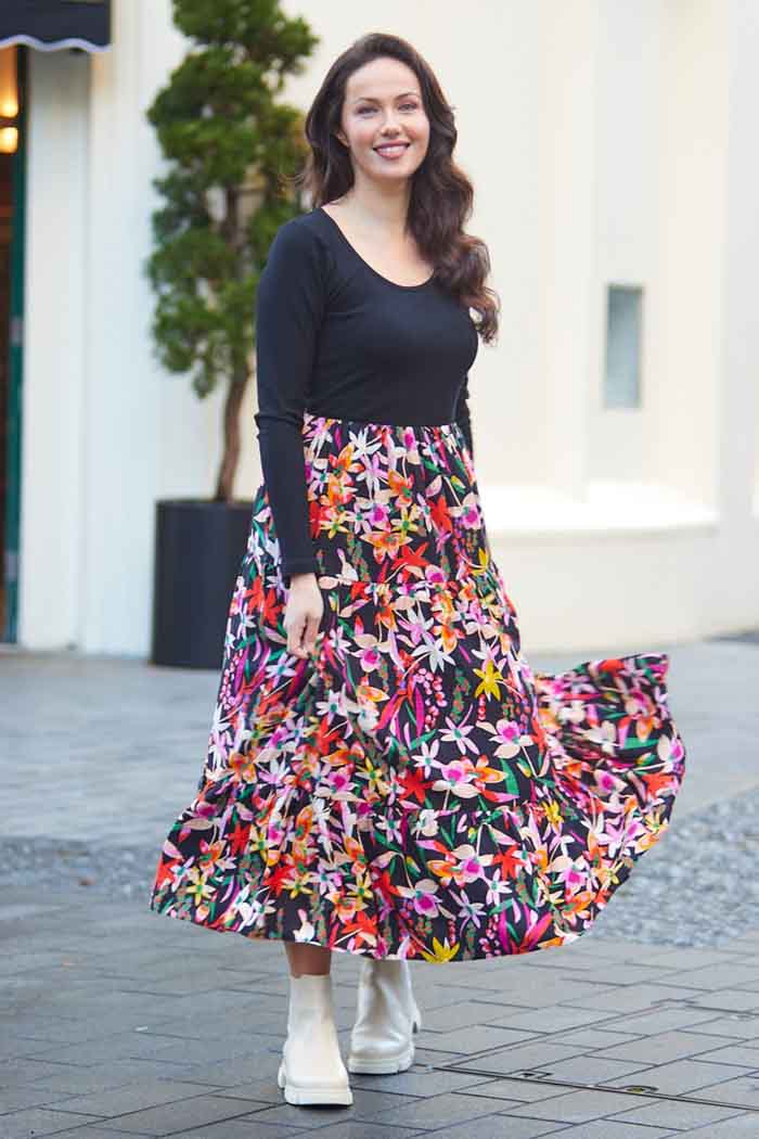 black floral maxi dress