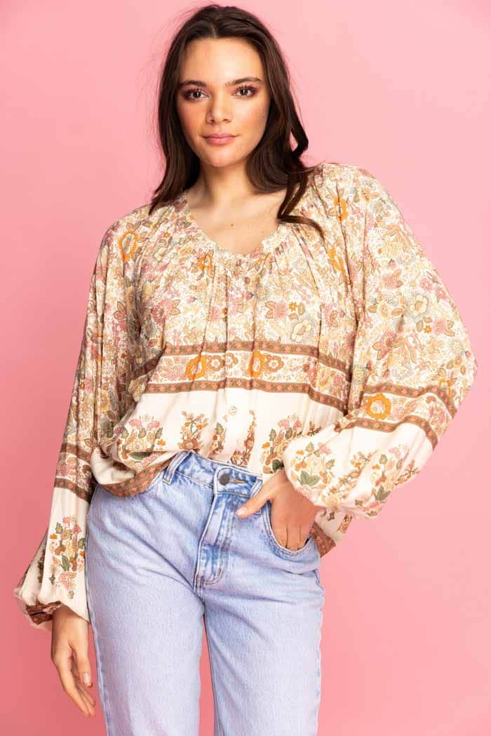 beige boho top