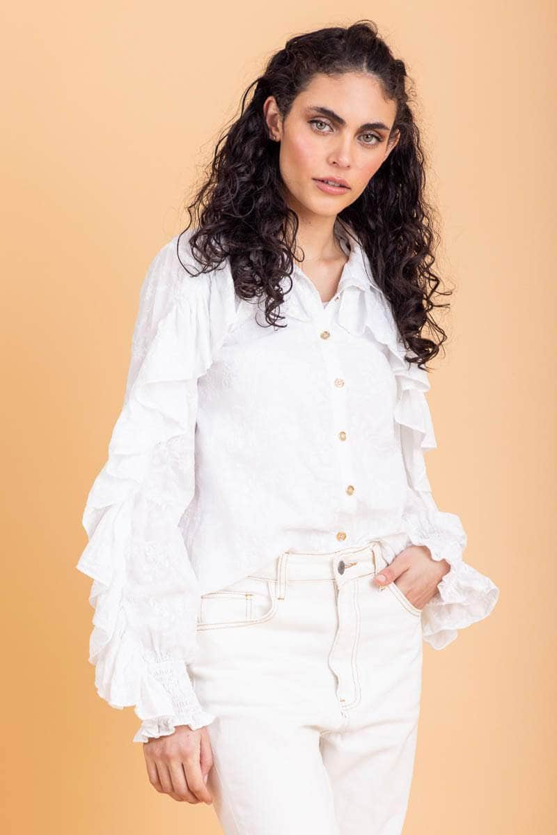 Cotton ruffle shirt online