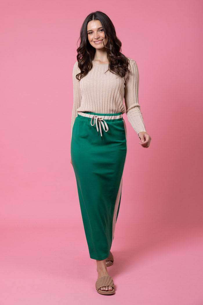 green sweater material skirt plus size