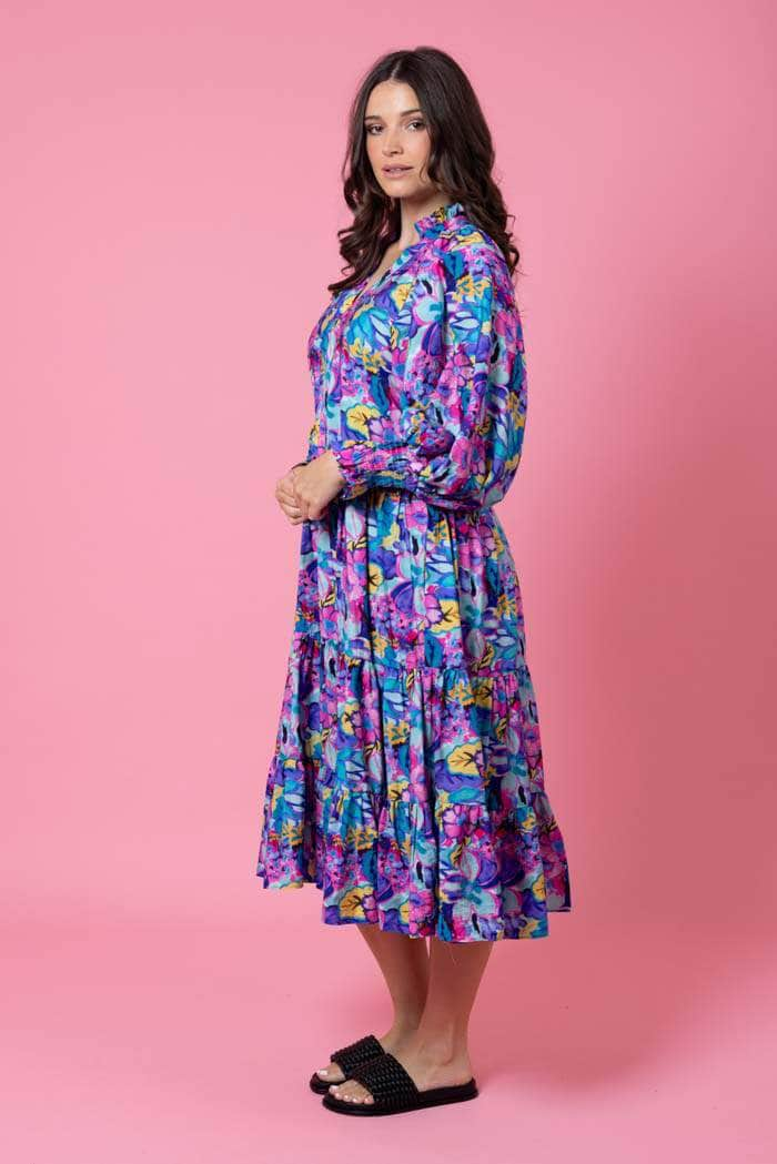 Melina Midi Dress Purple Floral