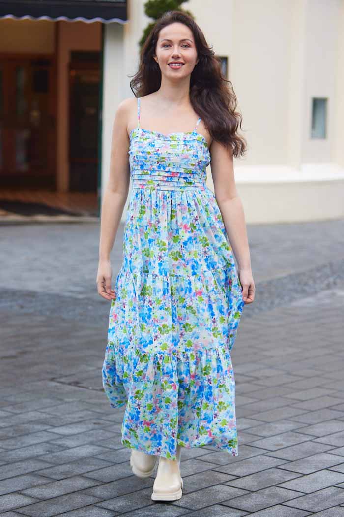 blue floral maxi dress