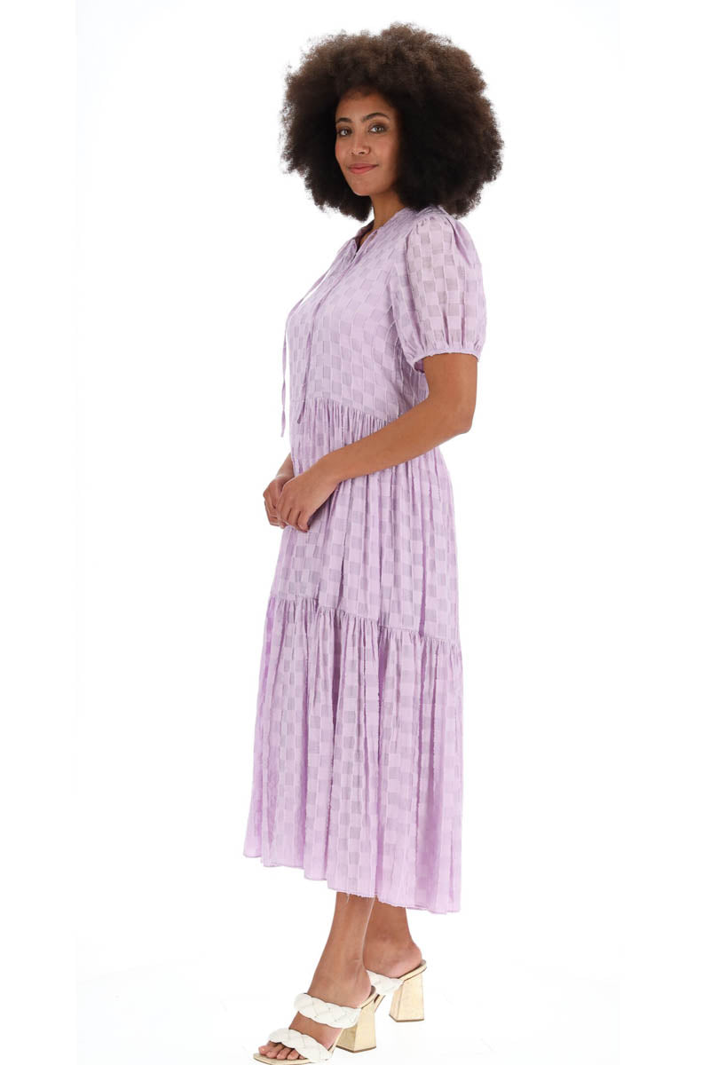 Mila Midi Dress Lilac Check