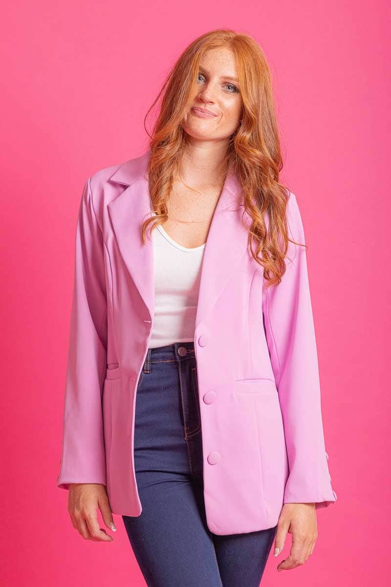 pink blazer workwear