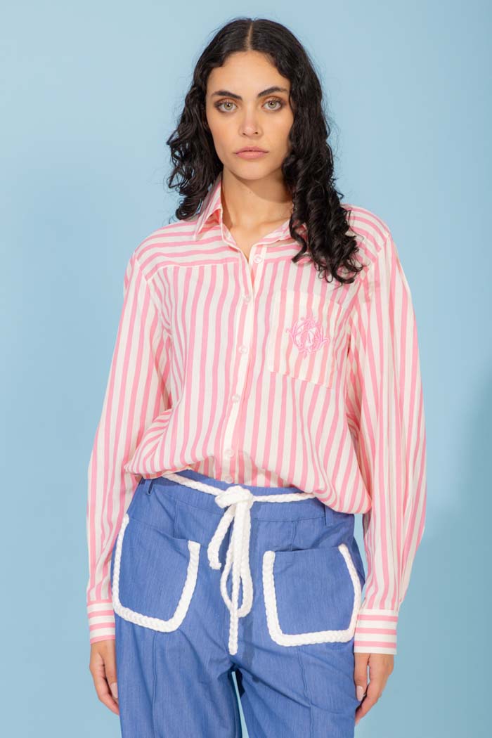 pink striped shirt