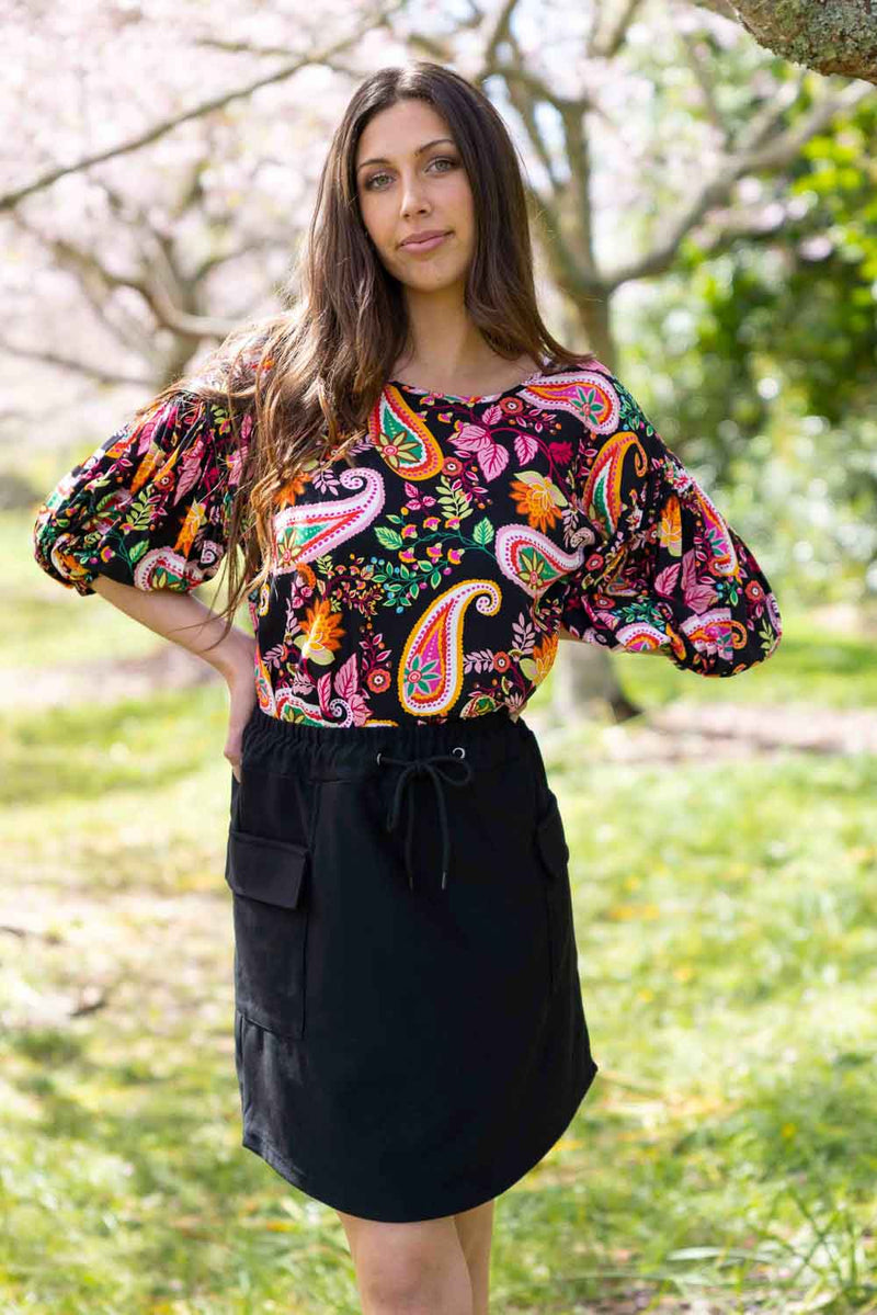 black floral mini dress