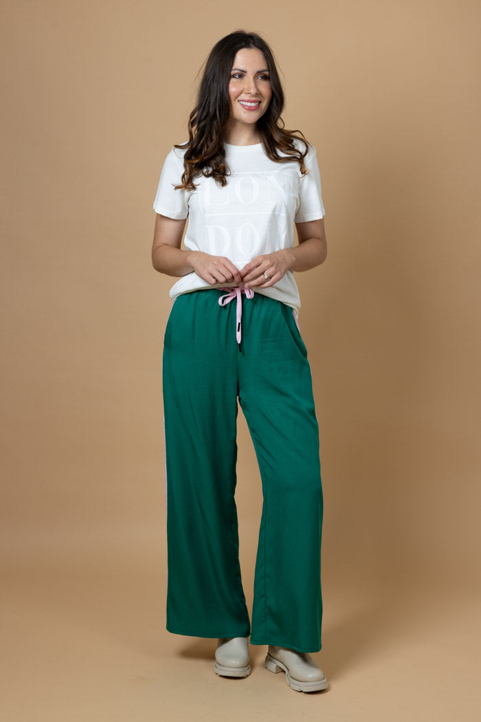 green wide leg pants