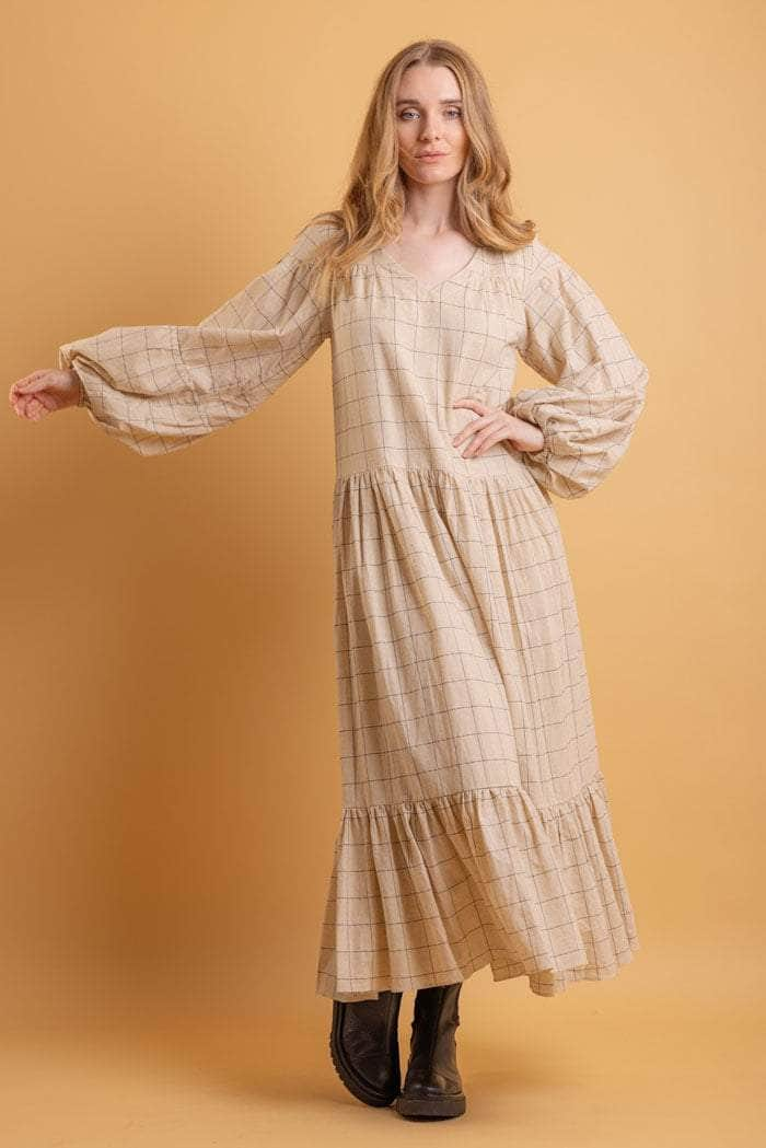 cream stripe maxi dress