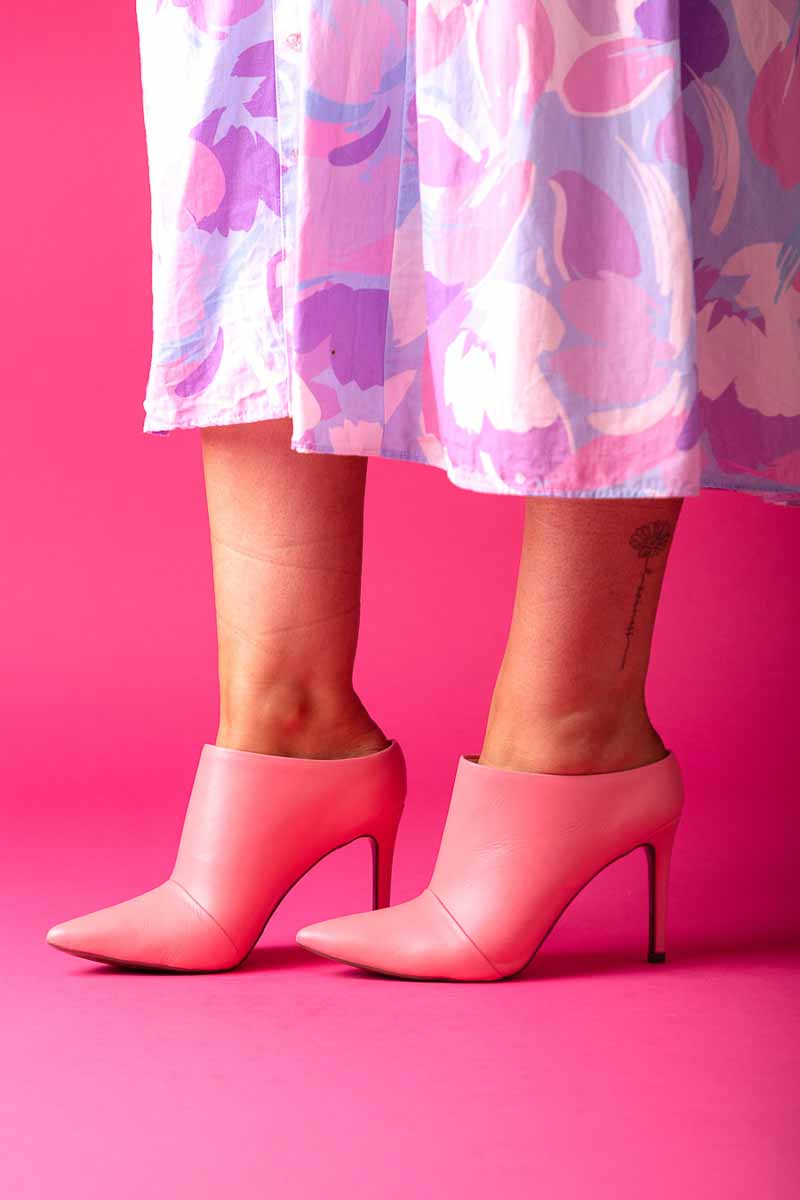 pink bootie heels