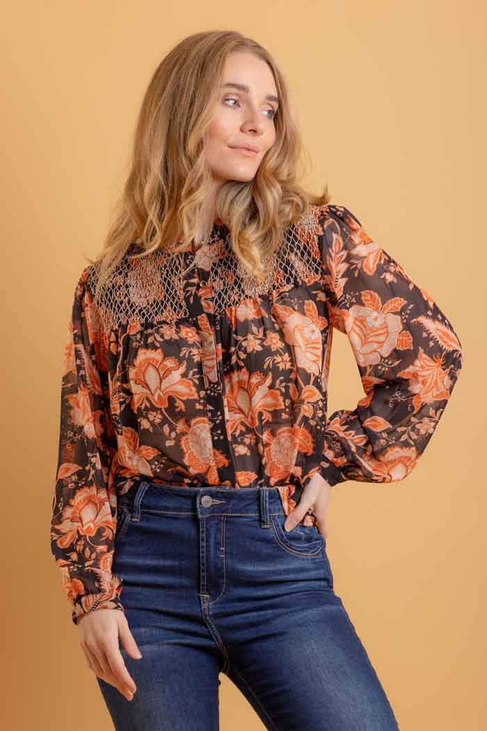 Penny Shirt Orange Floral