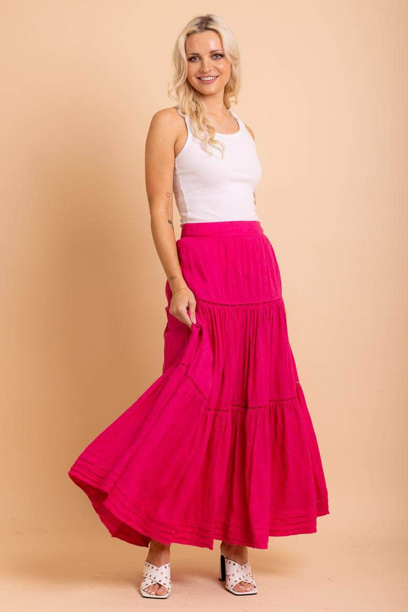 Maxi long skirt pink best sale