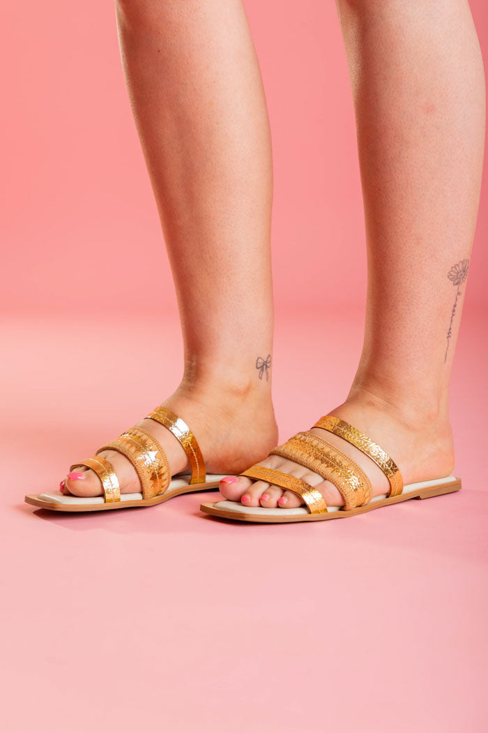 gold strappy sandal