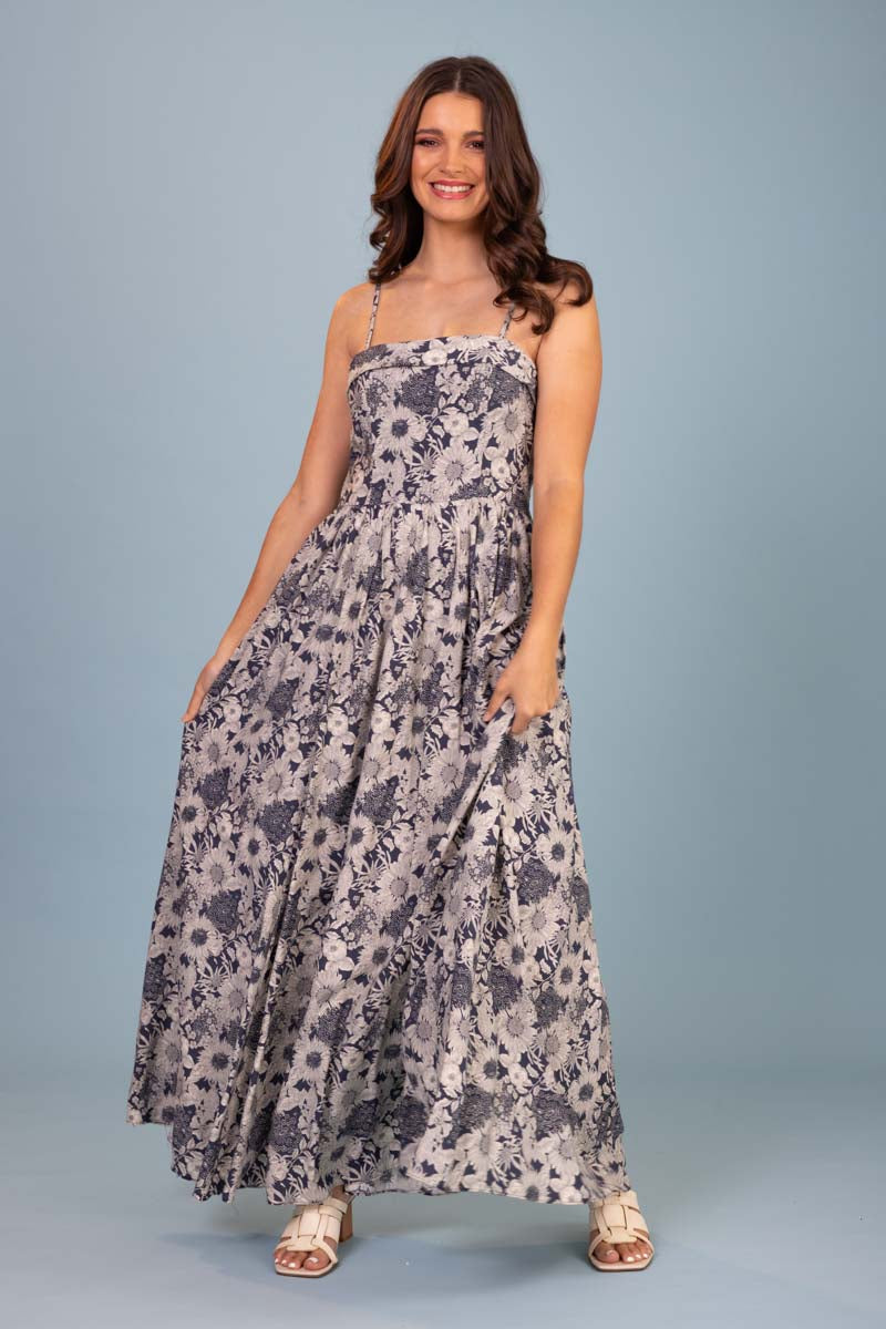 navy floral maxi dress