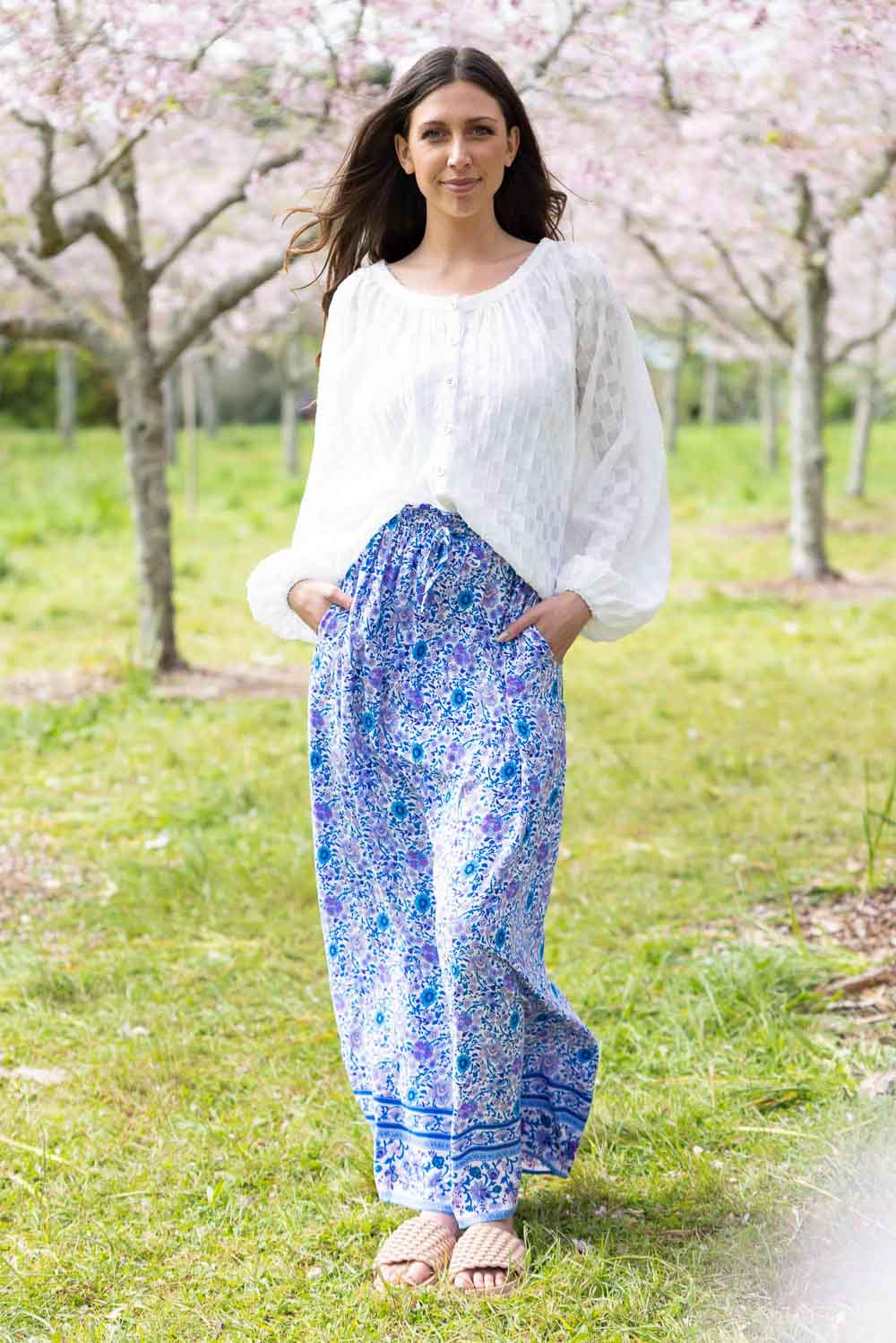 blue maxi skirt boho