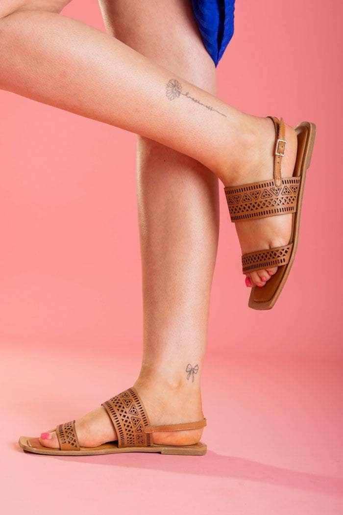 brown cut-out sandal