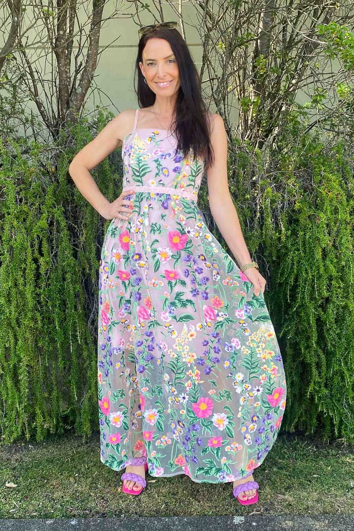 embroidered floral maxi dress