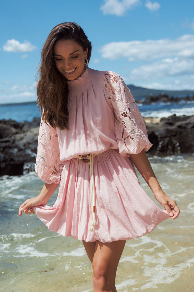 pink floral mini dress