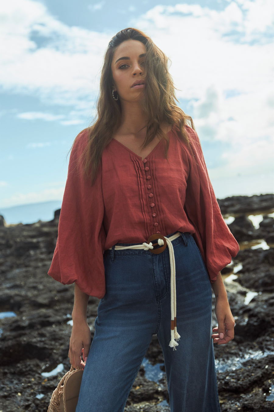 sky blue blouse