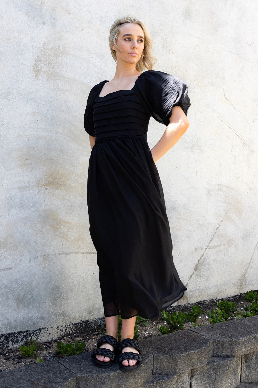 black lyocell maxi dress