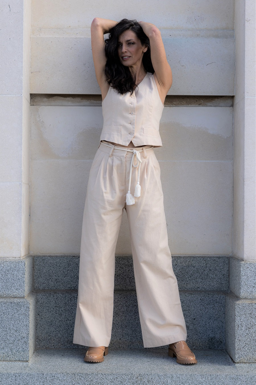 beige linen pant