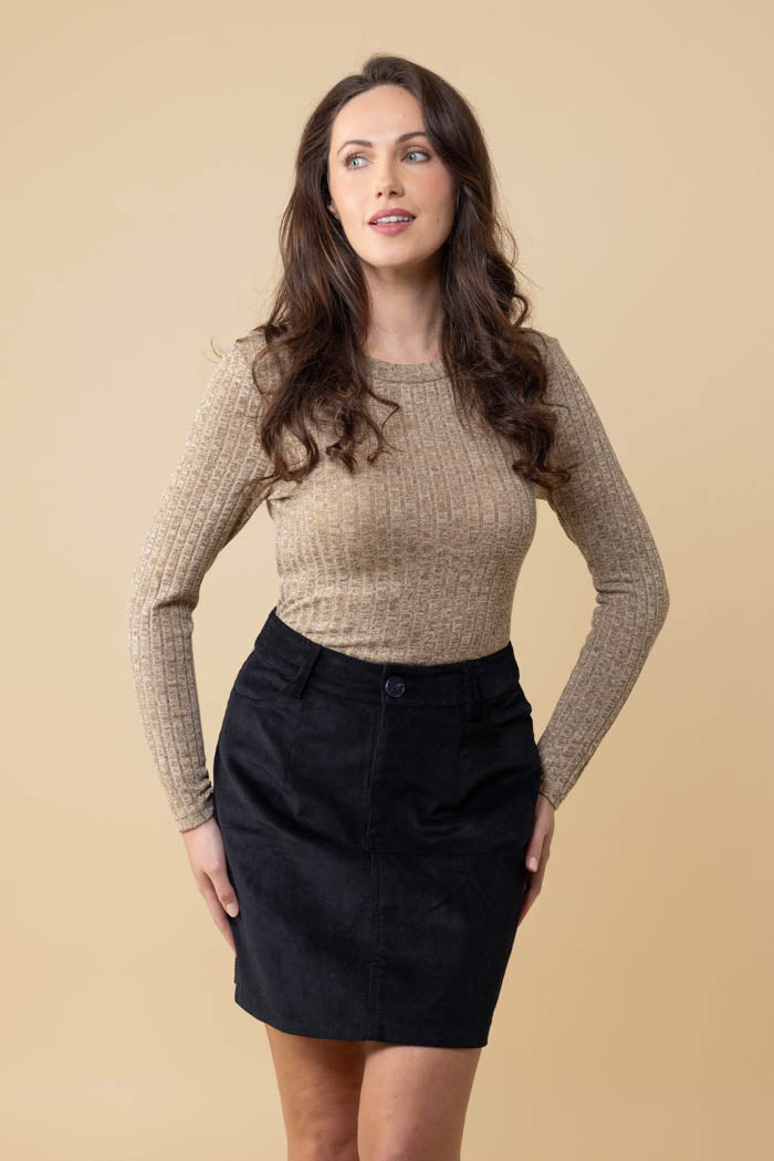 beige marle sleeve top