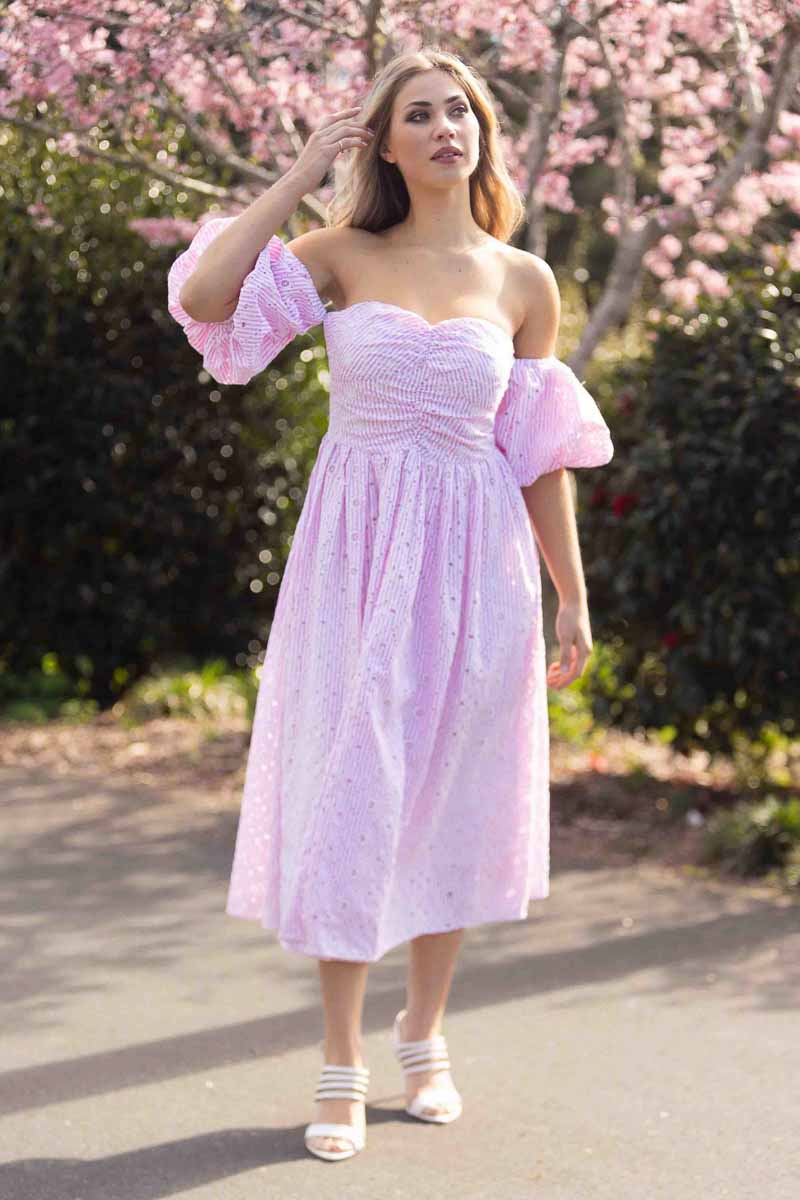 pink floral midi maxi dress