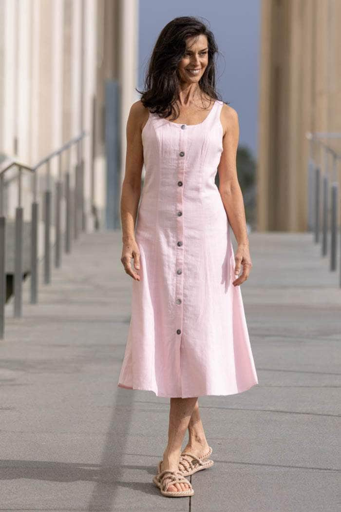 light pink linen dress