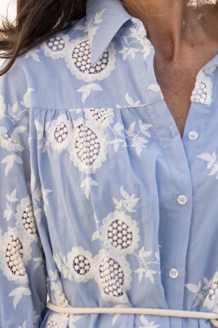 Whitehaven Embroidered Shirt Dress Blue