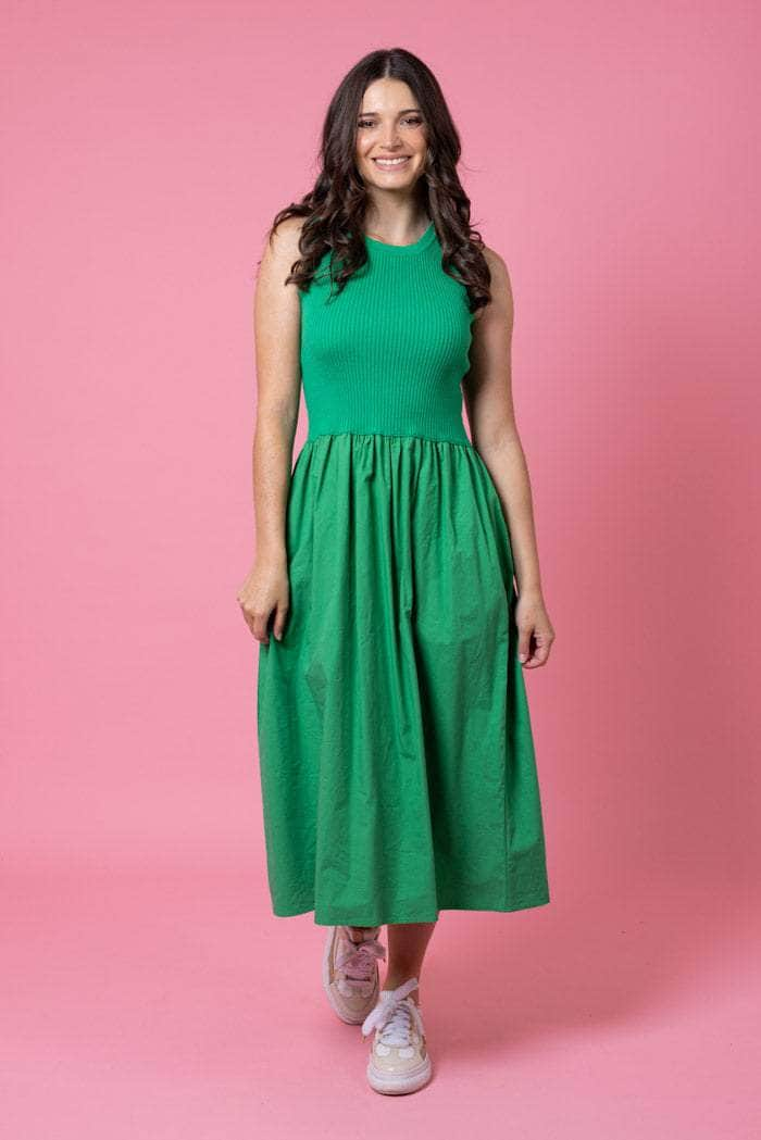 green midi dress