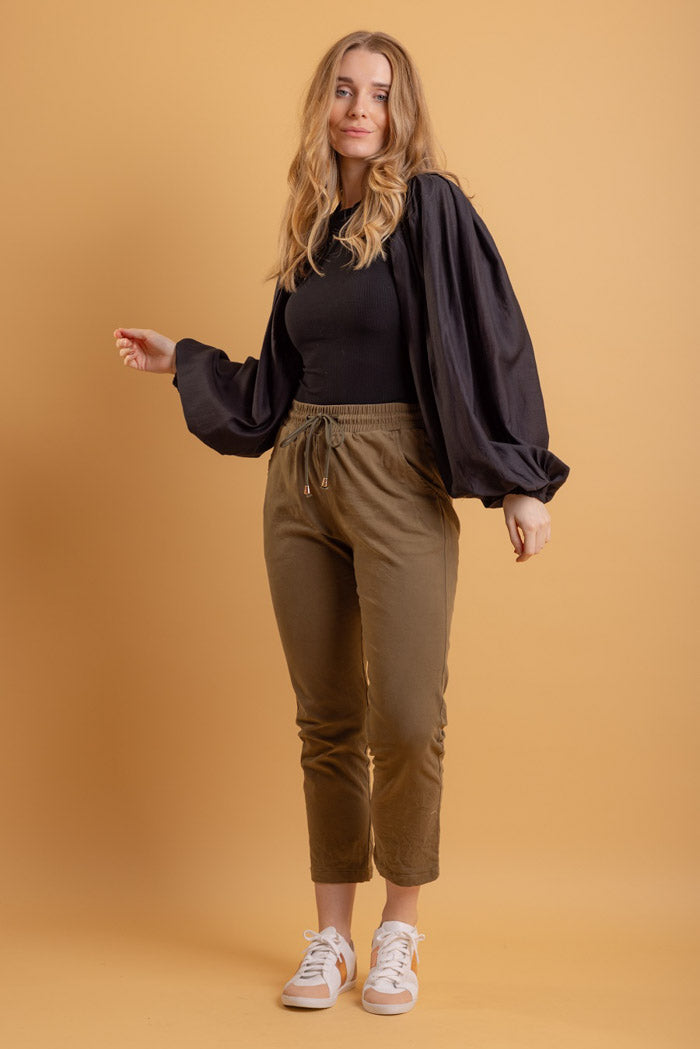 Zoe Pant Khaki Cotton