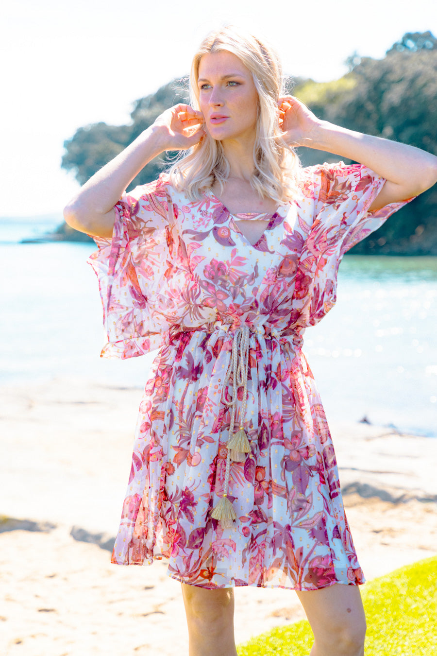 Floral gold dress